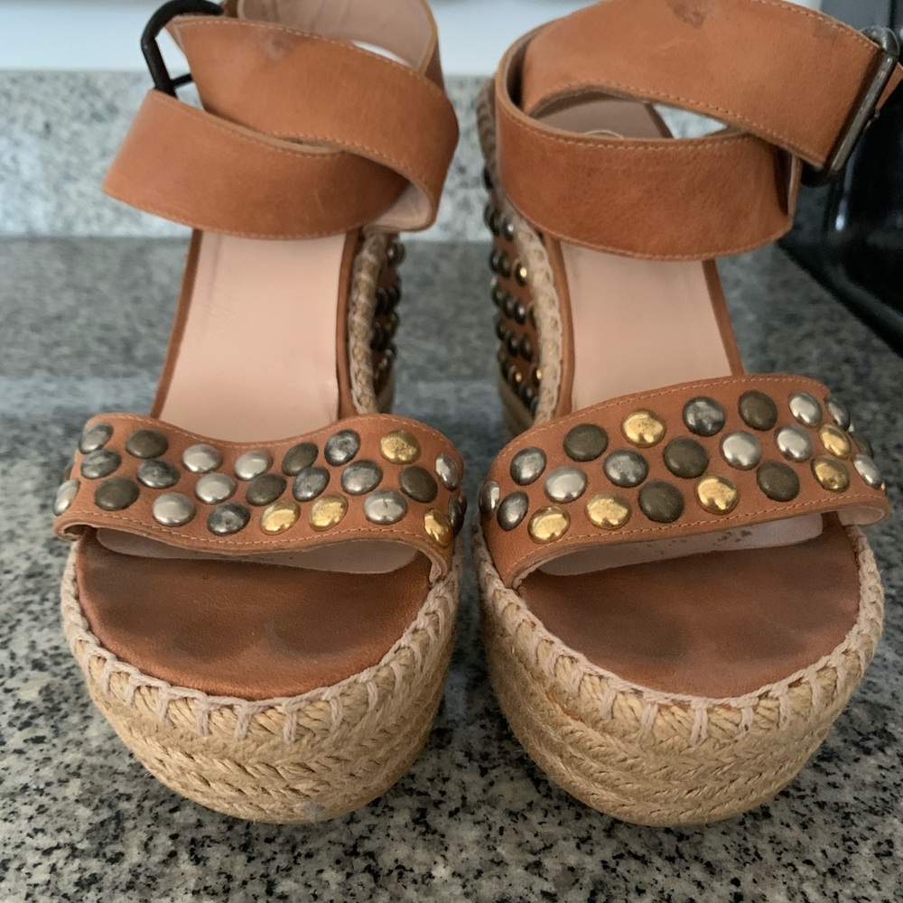 Stuart Weitzman Hubcaps Studded Wedge Sandals - image 3